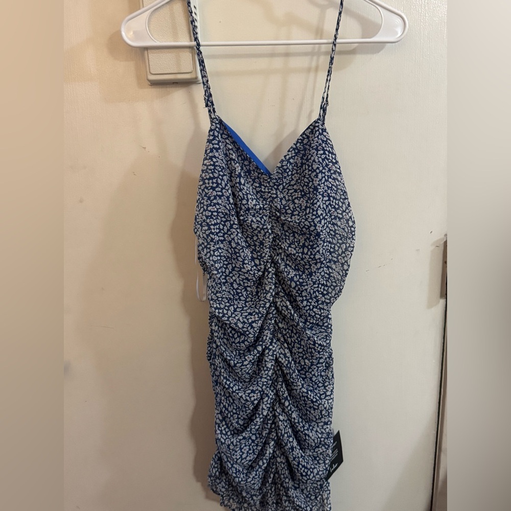 Lulu's Royal Blue Floral Spaghetti Strap Dress
